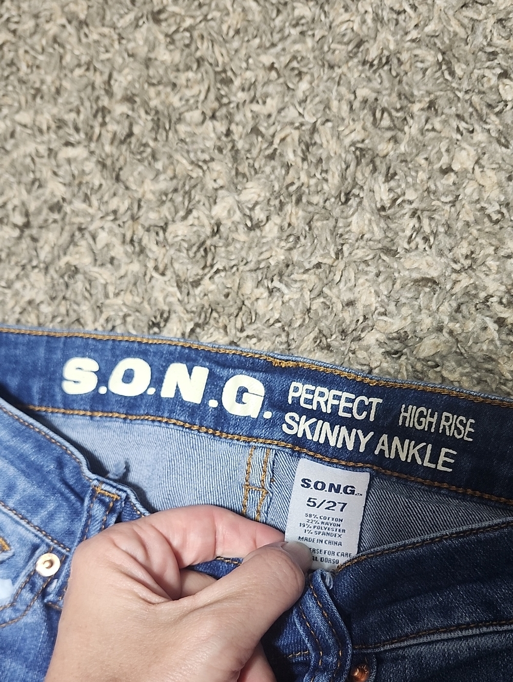 SONG Women's Distressed Blue Skinny Jeans - Picture 2 of 2